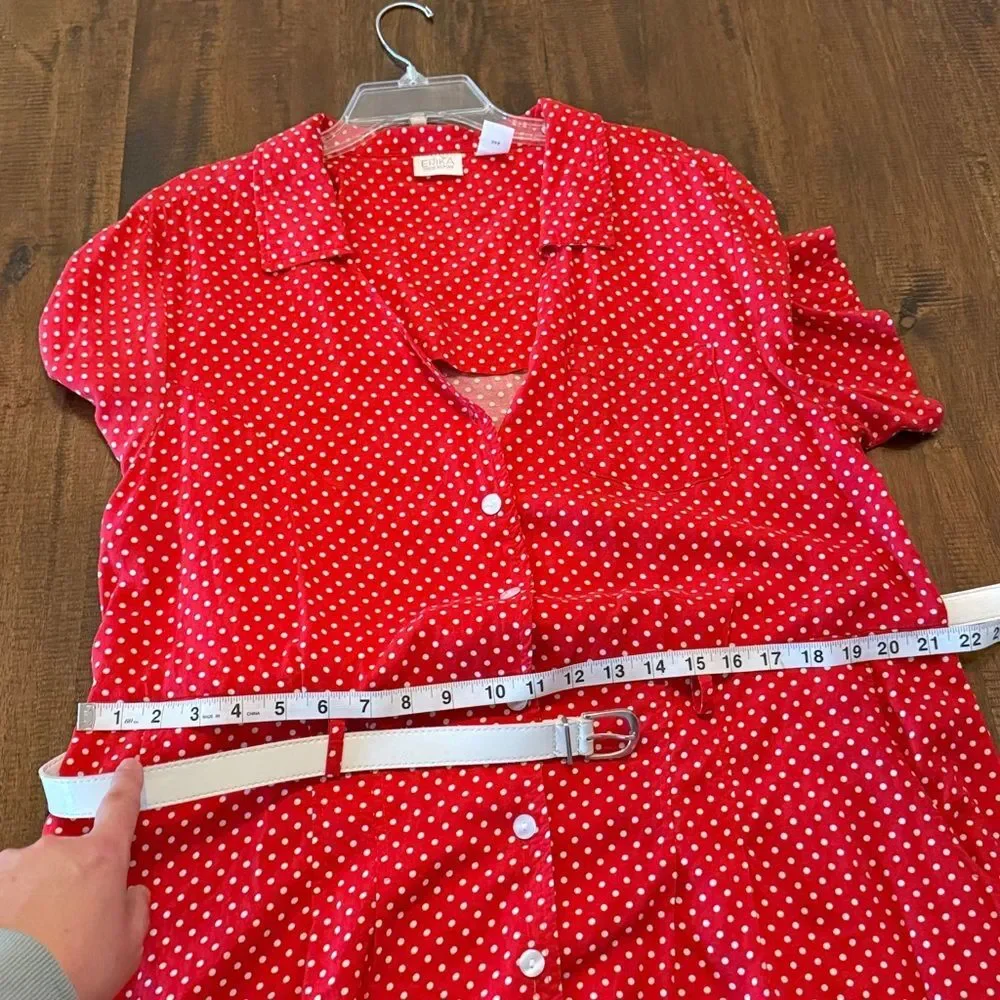 Erika Red Polka Dot Button Down Dress - Picture 12 of 12